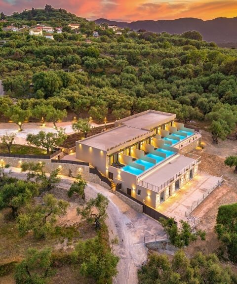 Heated infinity pool with sea view at Helena's Aether Suites